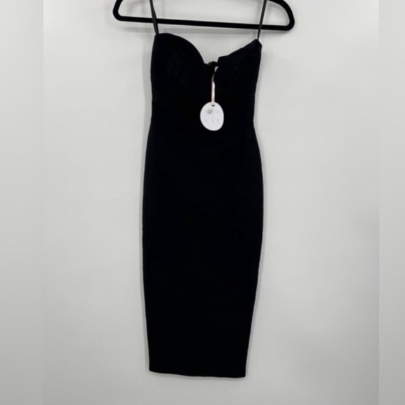 NWT MORE TO COME Sophia Strapless Midi Dress in Black NWT Size XS - Picture 2 of 5